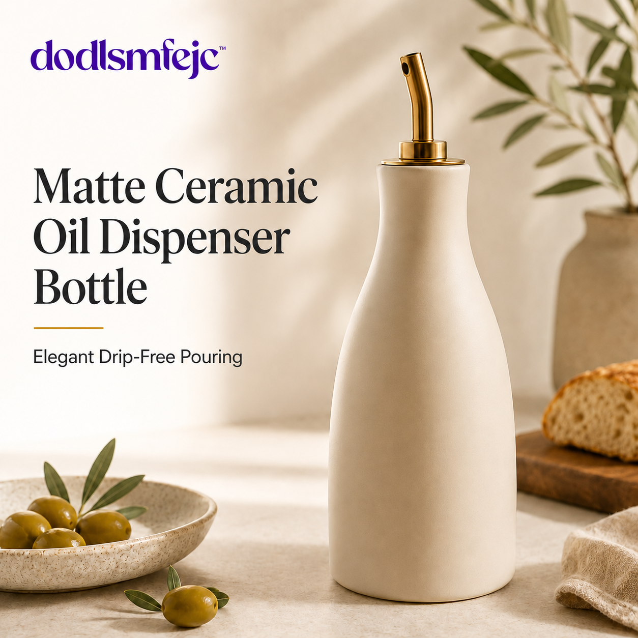 dodlsmfejc™ Matte Ceramic Oil Dispenser Bottle | Olive Oil Pourer, Kitchen Countertop Cruet