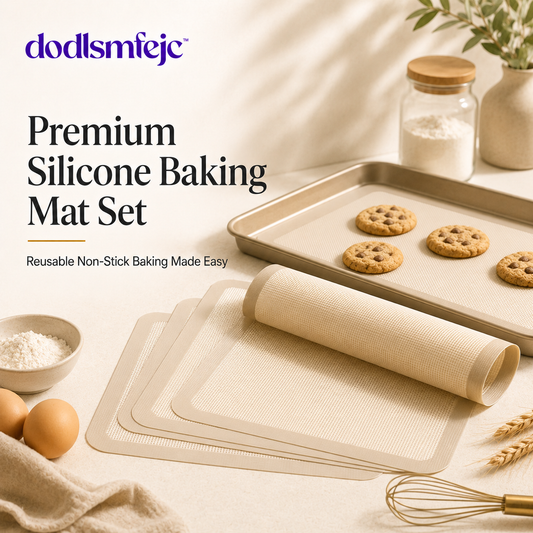 dodlsmfejc™ Premium Silicone Baking Mat Set | Reusable Non-Stick Oven Liners