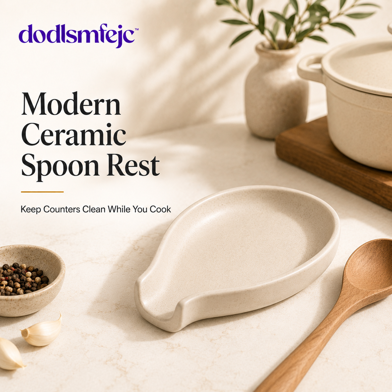 dodlsmfejc™ Modern Ceramic Spoon Rest | Countertop Utensil Holder for Cooking